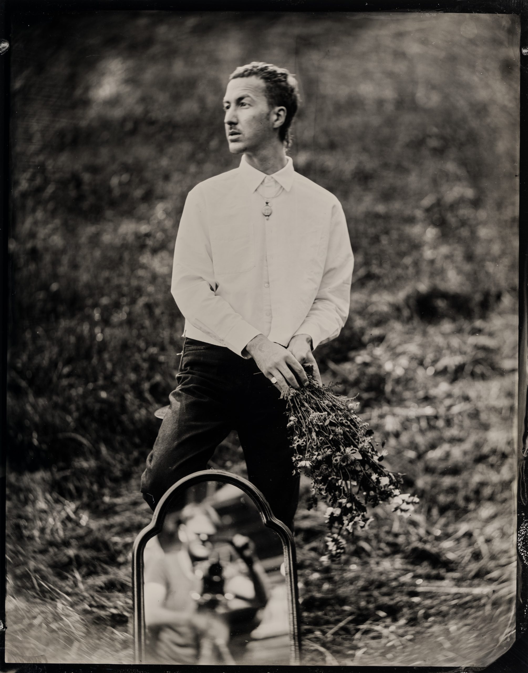 Tintype Portrait of Tattoo Artist Lin Traditional Wetplate Portrait on Aluminum Silverimage