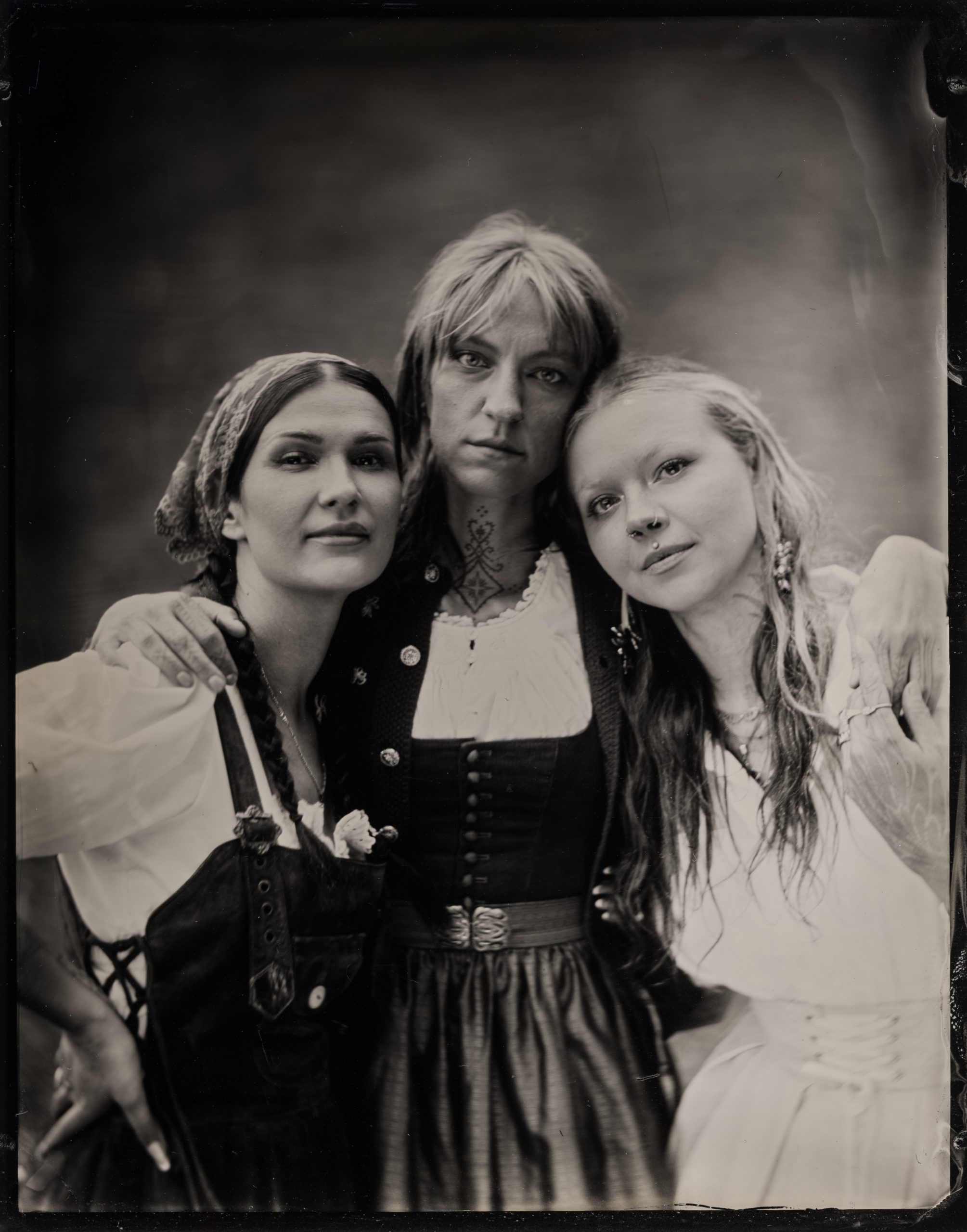 Tintype Group Portrait of Tattoo Artist Traditional Wetplate Portrait on Aluminum Silverimage