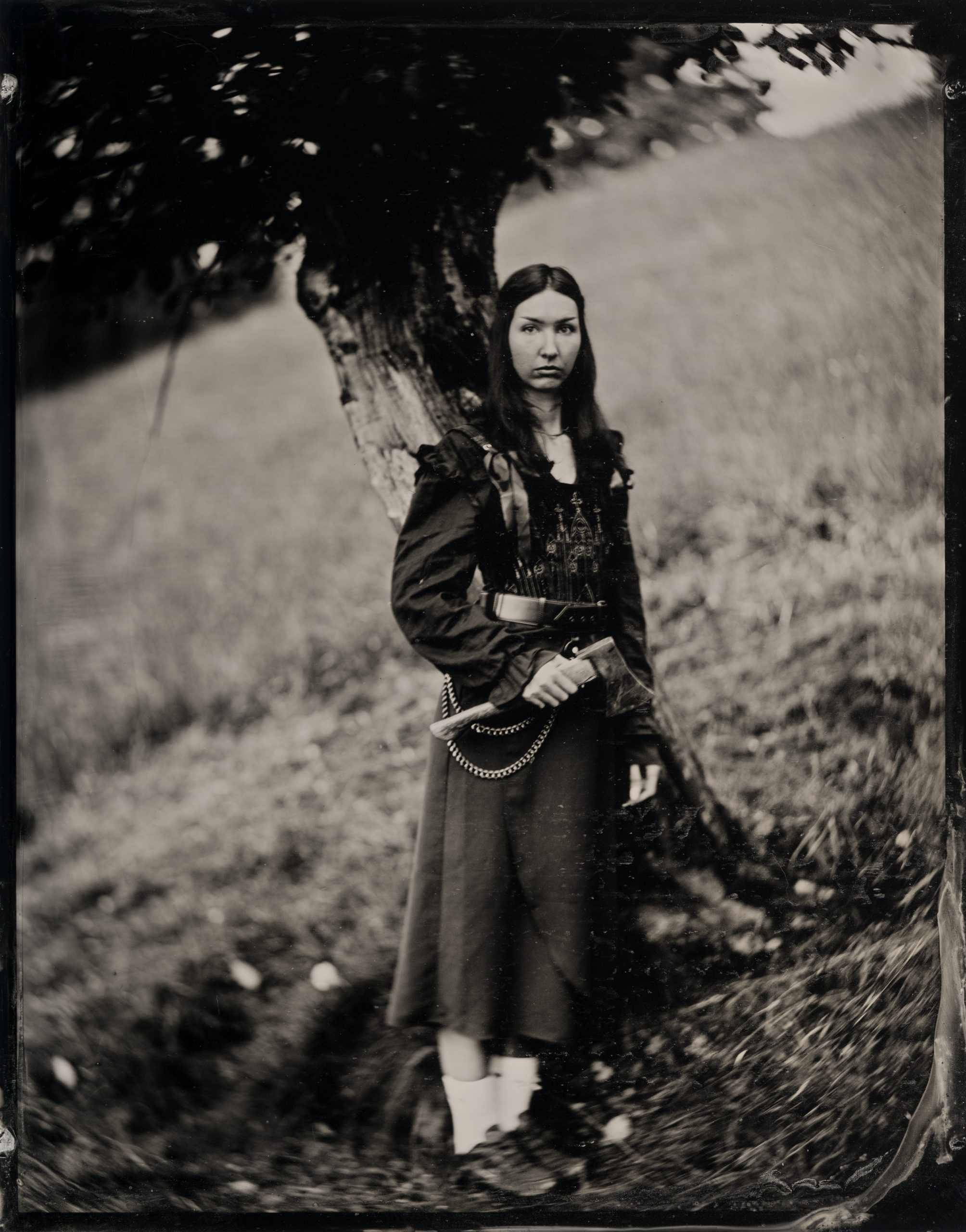 Tintype Portrait of Tattoo Artist Melissa Traditional Wetplate Portrait on Aluminum Silverimage