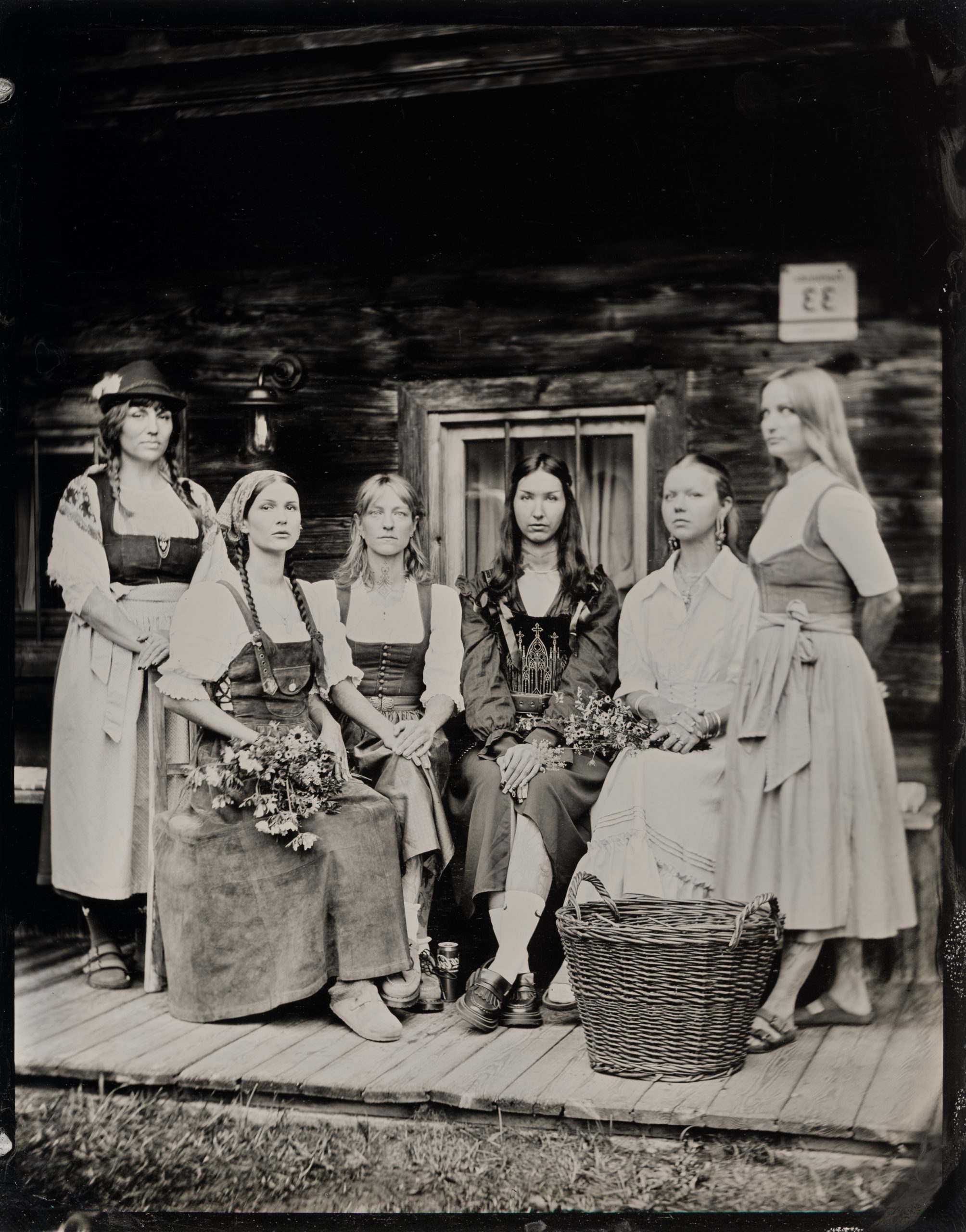 Tintype Group Portrait of Tattoo Artist Traditional Wetplate Portrait on Aluminum Almstich