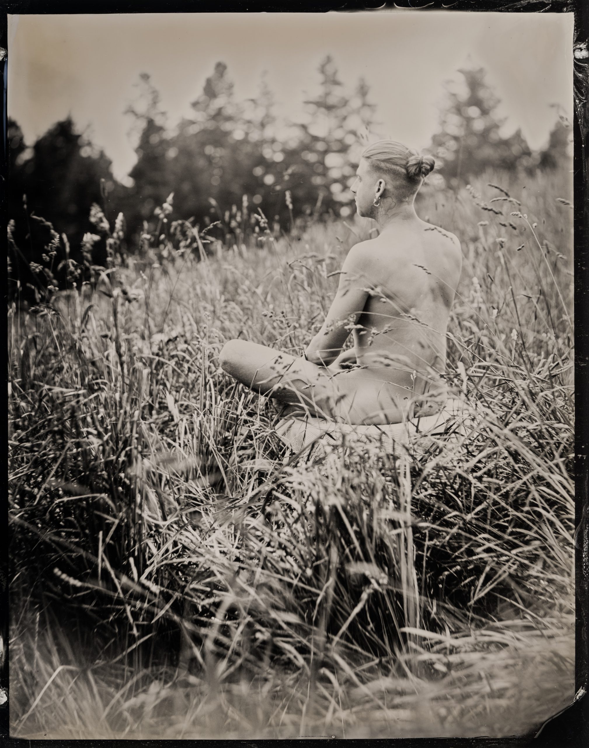 Tintype Portrait of Tattoo Artist Yannick Traditional Wetplate Portrait on Aluminum Silverimage